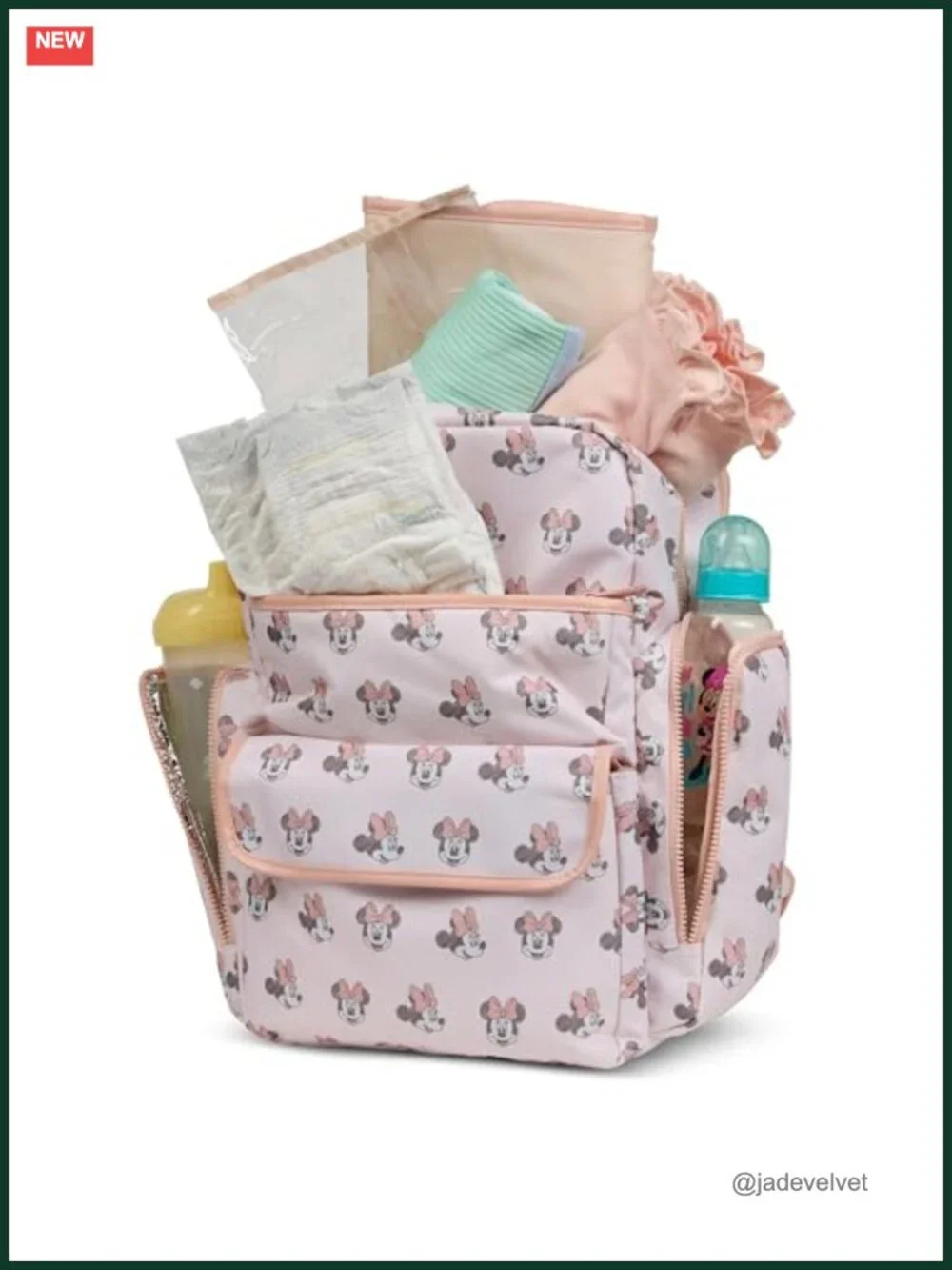 Minnie Mouse Diaper Bag Backpack Nylon Insulated Bottle Holders Changing Pad